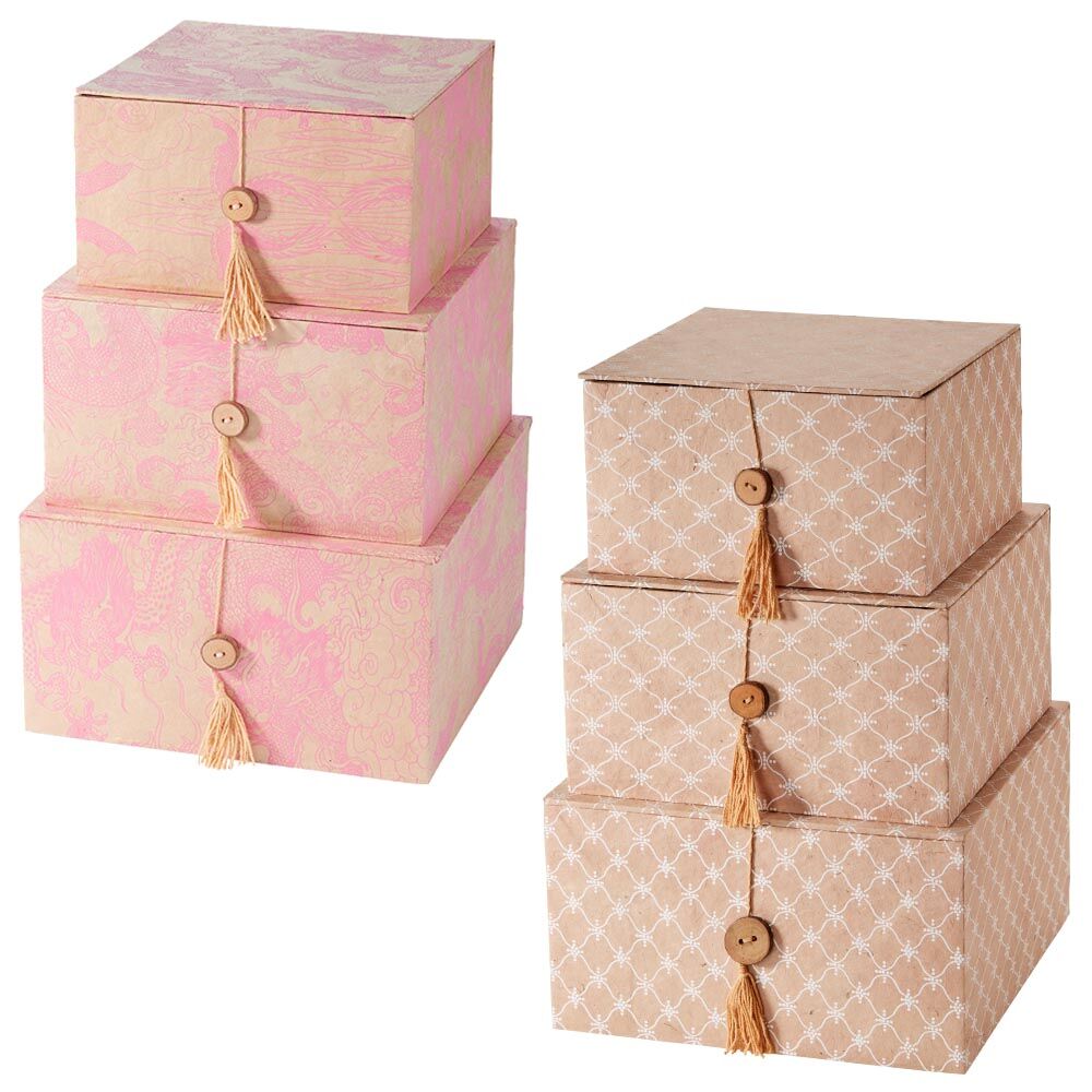 Juego de 3 cajas de almacenaje con tapa abatible-0