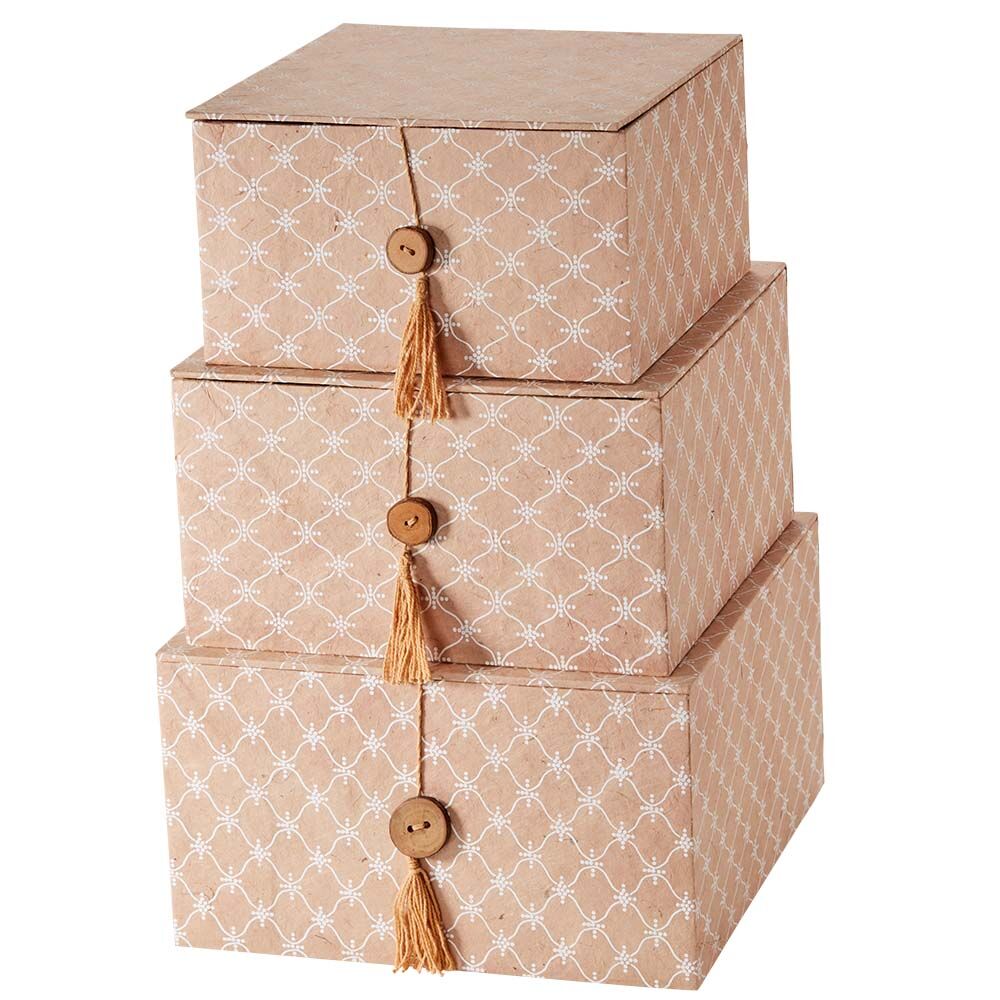 Juego de 3 cajas de almacenaje con tapa abatible-6