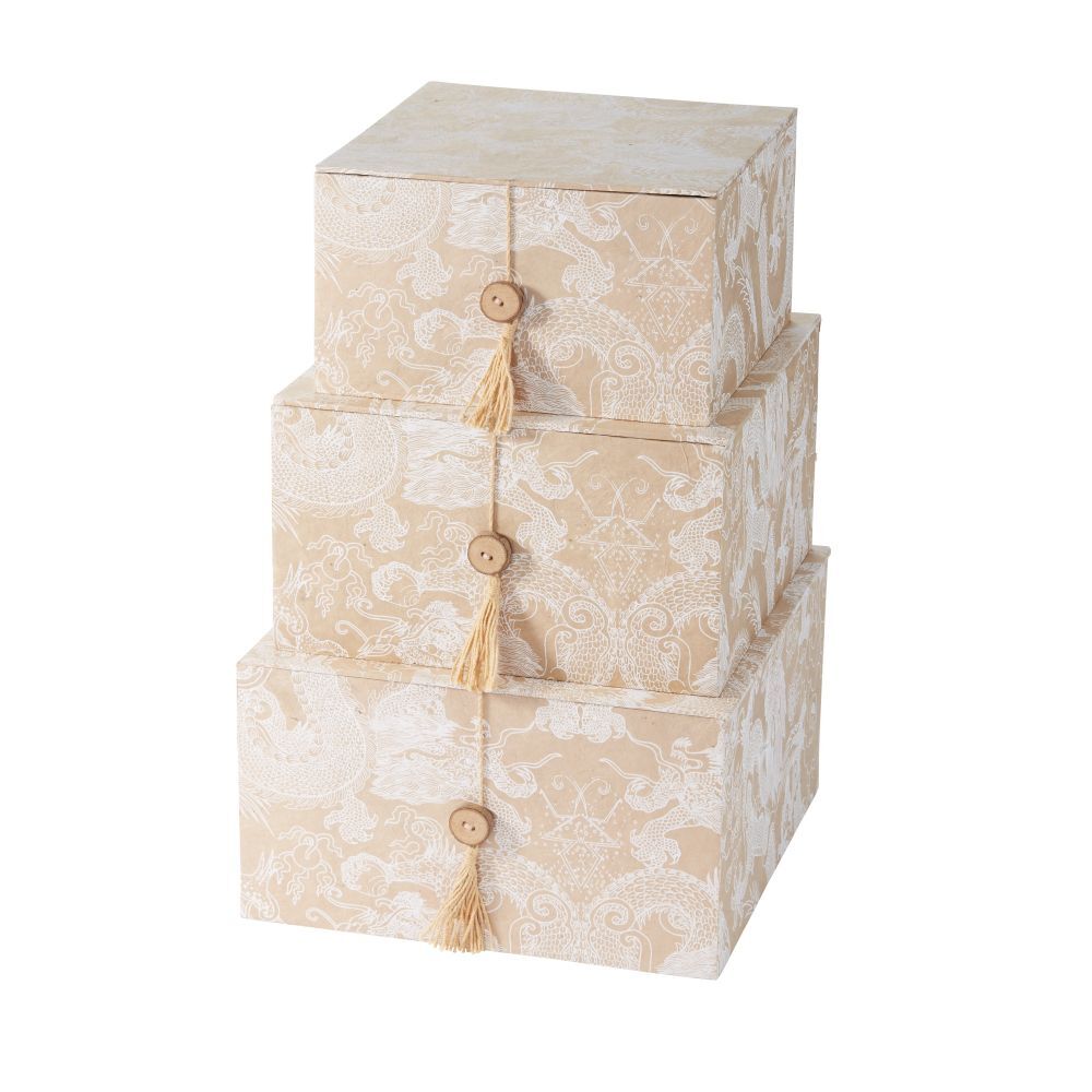 Juego de 3 cajas de almacenaje con tapa abatible