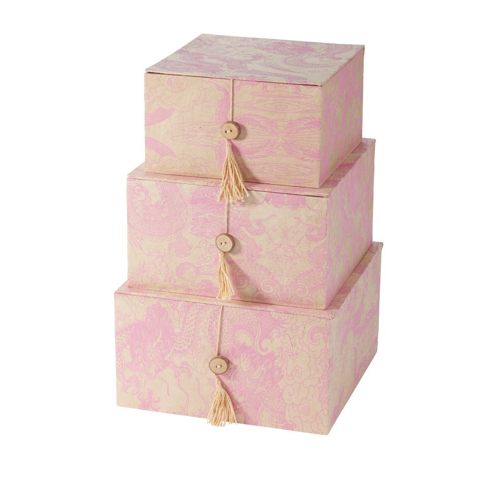 Juego de 3 cajas de almacenaje con tapa abatible