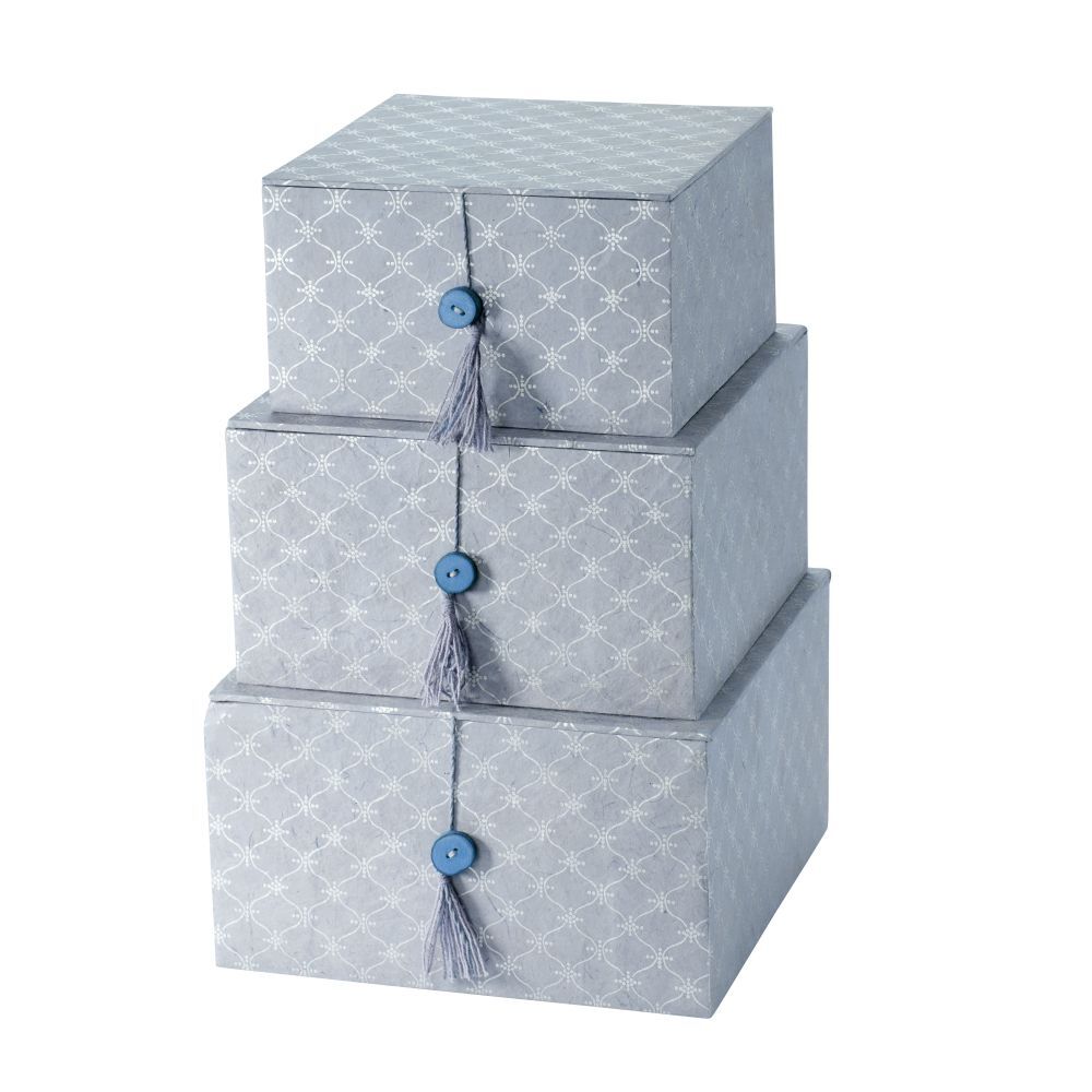 Juego de 3 cajas de almacenaje con tapa abatible