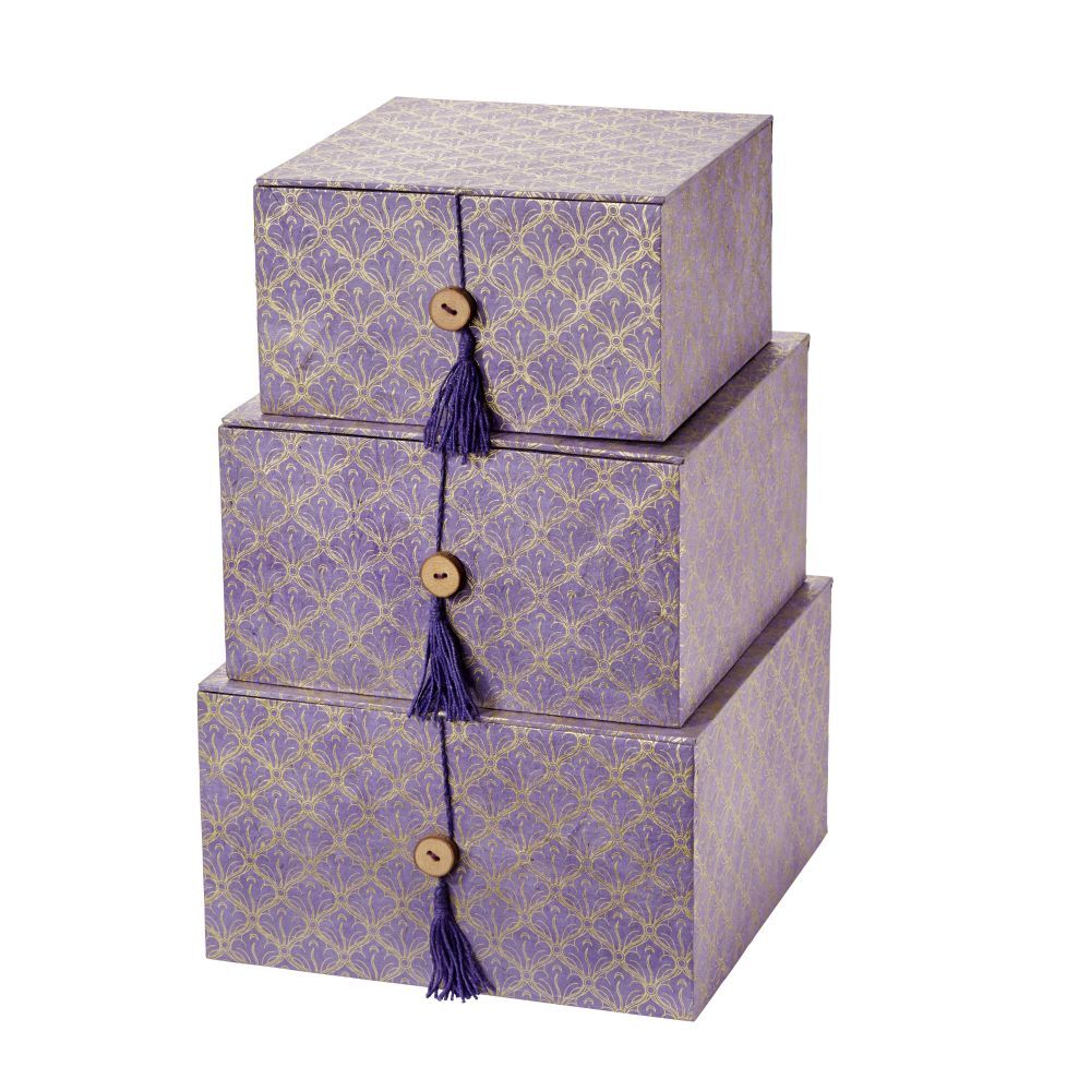 Juego de 3 cajas de almacenaje con tapa abatible