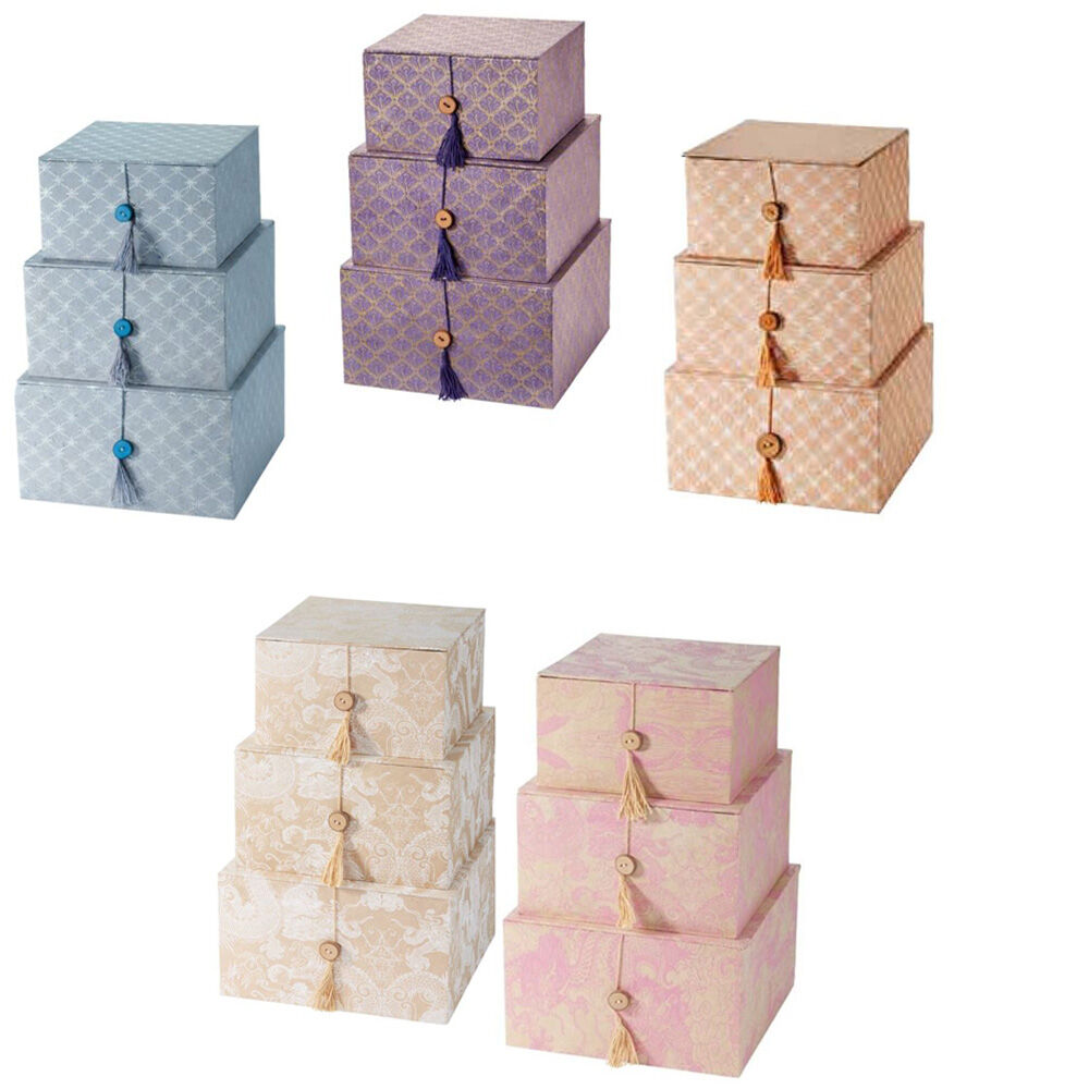 Juego de 3 cajas de almacenaje con tapa abatible